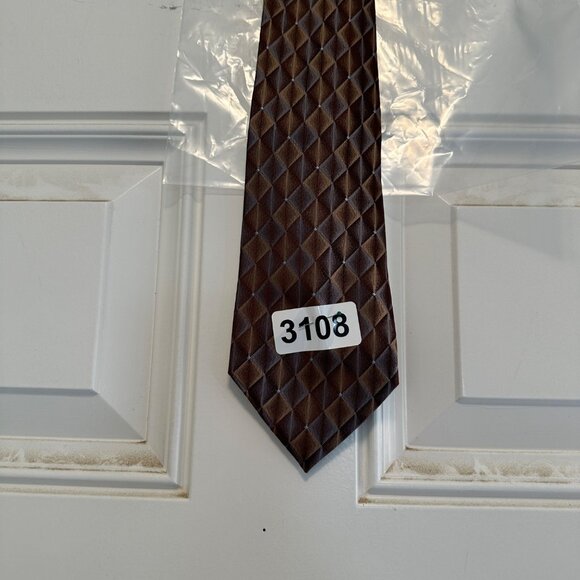 Van Heusen Grey Browns Hand Made 100% Silk Men’s Neck Tie - Picture 5 of 5